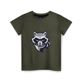 Детская футболка хлопок с принтом Крутой Енот в Санкт-Петербурге, 100% хлопок | круглый вырез горловины, полуприлегающий силуэт, длина до линии бедер | арт енота | енот | еноты | животные | крутой | крутой енот