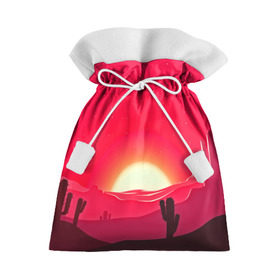 Подарочный 3D мешок с принтом Gorgeous sunset в Санкт-Петербурге, 100% полиэстер | Размер: 29*39 см | 3d | арт | дикий запад | закат | кактус | природа | солнце