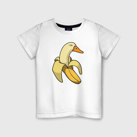 Детская футболка хлопок с принтом утка банан в Санкт-Петербурге, 100% хлопок | круглый вырез горловины, полуприлегающий силуэт, длина до линии бедер | banana | duck | meme | банан | мем | утка