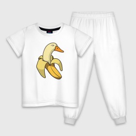Детская пижама хлопок с принтом утка банан в Санкт-Петербурге, 100% хлопок |  брюки и футболка прямого кроя, без карманов, на брюках мягкая резинка на поясе и по низу штанин
 | banana | duck | meme | банан | мем | утка