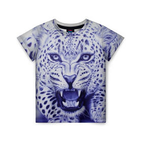 Детская футболка 3D с принтом Леопард в Санкт-Петербурге, 100% гипоаллергенный полиэфир | прямой крой, круглый вырез горловины, длина до линии бедер, чуть спущенное плечо, ткань немного тянется | арт | гепард | дикая кошка | зверь | искусство | кошка | леопард | хищник