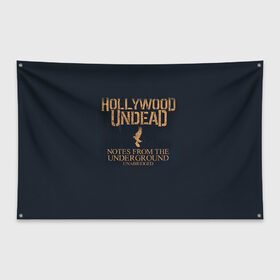 Флаг-баннер с принтом Hollywood Undead в Санкт-Петербурге, 100% полиэстер | размер 67 х 109 см, плотность ткани — 95 г/м2; по краям флага есть четыре люверса для крепления | hollywood undead | голливудская нежить