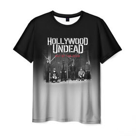 Мужская футболка 3D с принтом Hollywood Undead 3 в Санкт-Петербурге, 100% полиэфир | прямой крой, круглый вырез горловины, длина до линии бедер | hollywood undead | голливудская нежить
