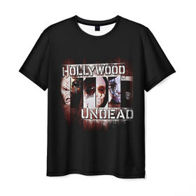 Мужская футболка 3D с принтом Hollywood Undead 5 в Санкт-Петербурге, 100% полиэфир | прямой крой, круглый вырез горловины, длина до линии бедер | Тематика изображения на принте: 