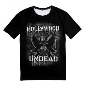 Мужская футболка 3D с принтом Hollywood Undead 10 в Санкт-Петербурге, 100% полиэфир | прямой крой, круглый вырез горловины, длина до линии бедер | hollywood undead | голливудская нежить