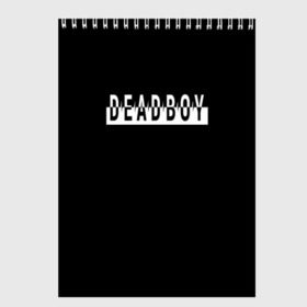 Скетчбук с принтом DeadBoy в Санкт-Петербурге, 100% бумага
 | 48 листов, плотность листов — 100 г/м2, плотность картонной обложки — 250 г/м2. Листы скреплены сверху удобной пружинной спиралью | bones | dead boy | deadboy | th@ kid | элмо кеннеди оконнор