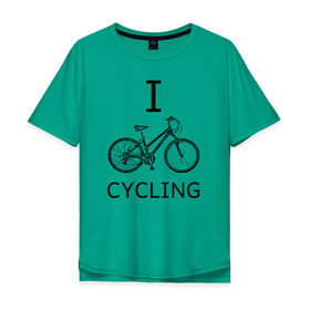 Мужская футболка хлопок Oversize с принтом I love cycling в Санкт-Петербурге, 100% хлопок | свободный крой, круглый ворот, “спинка” длиннее передней части | Тематика изображения на принте: bicycle | bike | bmx | cycling | enjoy | i | like | love | moto | ride | rider | sport | байк | велик | вело | велосипед | велосипедист | ездить | зож | катать | кататься | лето | спорт | спортсмен