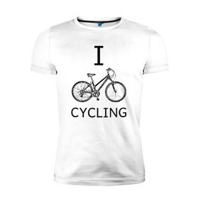 Мужская футболка премиум с принтом I love cycling в Санкт-Петербурге, 92% хлопок, 8% лайкра | приталенный силуэт, круглый вырез ворота, длина до линии бедра, короткий рукав | bicycle | bike | bmx | cycling | enjoy | i | like | love | moto | ride | rider | sport | байк | велик | вело | велосипед | велосипедист | ездить | зож | катать | кататься | лето | спорт | спортсмен