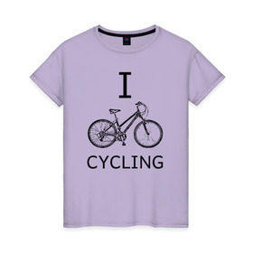 Женская футболка хлопок с принтом I love cycling в Санкт-Петербурге, 100% хлопок | прямой крой, круглый вырез горловины, длина до линии бедер, слегка спущенное плечо | Тематика изображения на принте: bicycle | bike | bmx | cycling | enjoy | i | like | love | moto | ride | rider | sport | байк | велик | вело | велосипед | велосипедист | ездить | зож | катать | кататься | лето | спорт | спортсмен