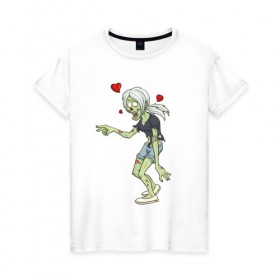 Женская футболка хлопок с принтом Zombie love в Санкт-Петербурге, 100% хлопок | прямой крой, круглый вырез горловины, длина до линии бедер, слегка спущенное плечо | heart | love | zombie | зомби | любовь | сердце
