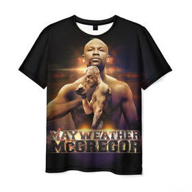 Мужская футболка 3D с принтом Mayweather vs McGregor в Санкт-Петербурге, 100% полиэфир | прямой крой, круглый вырез горловины, длина до линии бедер | Тематика изображения на принте: конор макгрегор | флойд мейвезер