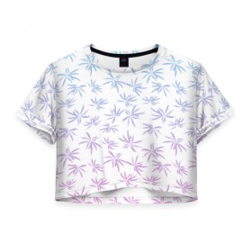Женская футболка 3D укороченная с принтом Palm Rise Gradient в Санкт-Петербурге, 100% полиэстер | круглая горловина, длина футболки до линии талии, рукава с отворотами | palm | rise