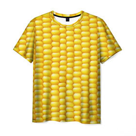 Мужская футболка 3D с принтом Сладкая вареная кукуруза в Санкт-Петербурге, 100% полиэфир | прямой крой, круглый вырез горловины, длина до линии бедер | еда | кукуруза