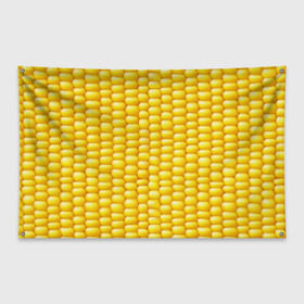 Флаг-баннер с принтом Сладкая вареная кукуруза в Санкт-Петербурге, 100% полиэстер | размер 67 х 109 см, плотность ткани — 95 г/м2; по краям флага есть четыре люверса для крепления | еда | кукуруза