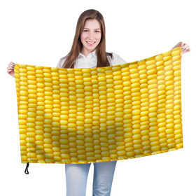Флаг 3D с принтом Сладкая вареная кукуруза в Санкт-Петербурге, 100% полиэстер | плотность ткани — 95 г/м2, размер — 67 х 109 см. Принт наносится с одной стороны | Тематика изображения на принте: еда | кукуруза
