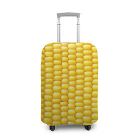 Чехол для чемодана 3D с принтом Сладкая вареная кукуруза в Санкт-Петербурге, 86% полиэфир, 14% спандекс | двустороннее нанесение принта, прорези для ручек и колес | Тематика изображения на принте: еда | кукуруза