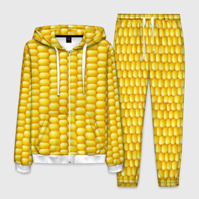 Мужской костюм 3D с принтом Сладкая вареная кукуруза в Санкт-Петербурге, 100% полиэстер | Манжеты и пояс оформлены тканевой резинкой, двухслойный капюшон со шнурком для регулировки, карманы спереди | еда | кукуруза