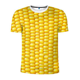 Мужская футболка 3D спортивная с принтом Сладкая вареная кукуруза в Санкт-Петербурге, 100% полиэстер с улучшенными характеристиками | приталенный силуэт, круглая горловина, широкие плечи, сужается к линии бедра | еда | кукуруза