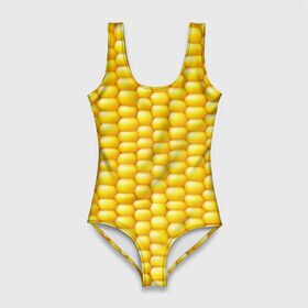 Купальник-боди 3D с принтом Сладкая вареная кукуруза в Санкт-Петербурге, 82% полиэстер, 18% эластан | Круглая горловина, круглый вырез на спине | Тематика изображения на принте: еда | кукуруза