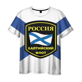 Мужская футболка 3D с принтом Балтийский флот в Санкт-Петербурге, 100% полиэфир | прямой крой, круглый вырез горловины, длина до линии бедер | 3d | военно морские силы | символ | флаг