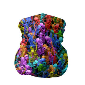 Бандана-труба 3D с принтом Разноцветные скелеты в Санкт-Петербурге, 100% полиэстер, ткань с особыми свойствами — Activecool | плотность 150‒180 г/м2; хорошо тянется, но сохраняет форму | паттерн | разноцветный | скелет | яркий