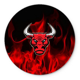 Коврик круглый с принтом Angry bull в Санкт-Петербурге, резина и полиэстер | круглая форма, изображение наносится на всю лицевую часть | 3d | angry bull | in fire | бык | в огне | дым | животные | мощь | огненный | огонь | пламя | пожар | сила | стихия