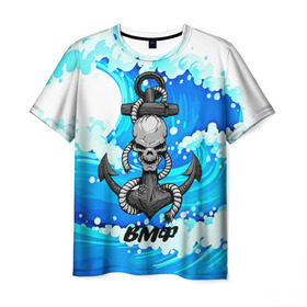 Мужская футболка 3D с принтом ВМФ в Санкт-Петербурге, 100% полиэфир | прямой крой, круглый вырез горловины, длина до линии бедер | 3d | армия | вмф | волны | море | морской флот | океан | силовые структуры | скелет | череп | якорь