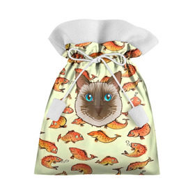Подарочный 3D мешок с принтом Котик в рыбках! в Санкт-Петербурге, 100% полиэстер | Размер: 29*39 см | Тематика изображения на принте: животные | коты | котэ | котята | милые животные | прикольные | рыба | рыбки | цветные | яркие