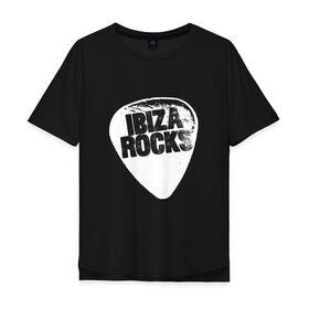 Мужская футболка хлопок Oversize с принтом Ibiza Rocks Black & White в Санкт-Петербурге, 100% хлопок | свободный крой, круглый ворот, “спинка” длиннее передней части | dj | ibiza | pink | rocks | вечеринка | гламур | диджей | дизайн | ибица | клуб | мода | остров | отпуск | пафос | путешествие | рок | стиль