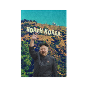 Обложка для паспорта матовая кожа с принтом NORTH KOREA в Санкт-Петербурге, натуральная матовая кожа | размер 19,3 х 13,7 см; прозрачные пластиковые крепления | hollywood | kim jong un | north korea | ким чен ын | северная корея