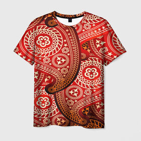 Мужская футболка 3D с принтом Турецкий огурец в Санкт-Петербурге, 100% полиэфир | прямой крой, круглый вырез горловины, длина до линии бедер | 3d | абстракция | арт | индийский | турецкий огурец | узор | фигуры | цветы