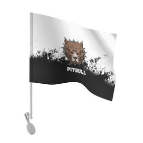 Флаг для автомобиля с принтом Pitbull в Санкт-Петербурге, 100% полиэстер | Размер: 30*21 см | 3d | dog | pitbull | абстракция | животные | краска | собака | черно белый