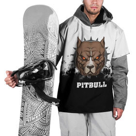 Накидка на куртку 3D с принтом Pitbull в Санкт-Петербурге, 100% полиэстер |  | 3d | dog | pitbull | абстракция | животные | краска | собака | черно белый