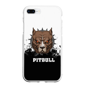 Чехол для iPhone 7Plus/8 Plus матовый с принтом Pitbull в Санкт-Петербурге, Силикон | Область печати: задняя сторона чехла, без боковых панелей | 3d | dog | pitbull | абстракция | животные | краска | собака | черно белый