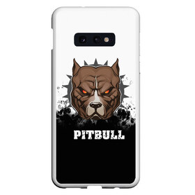 Чехол для Samsung S10E с принтом Pitbull в Санкт-Петербурге, Силикон | Область печати: задняя сторона чехла, без боковых панелей | 3d | dog | pitbull | абстракция | животные | краска | собака | черно белый