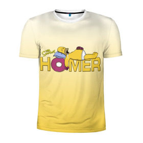 Мужская футболка 3D спортивная с принтом Гомер Симпсон в Санкт-Петербурге, 100% полиэстер с улучшенными характеристиками | приталенный силуэт, круглая горловина, широкие плечи, сужается к линии бедра | Тематика изображения на принте: homer | simpsons | гомер | пончик | симпсоны