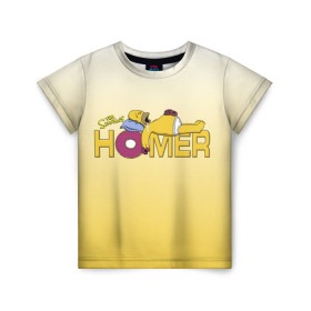 Детская футболка 3D с принтом Гомер Симпсон в Санкт-Петербурге, 100% гипоаллергенный полиэфир | прямой крой, круглый вырез горловины, длина до линии бедер, чуть спущенное плечо, ткань немного тянется | homer | simpsons | гомер | пончик | симпсоны