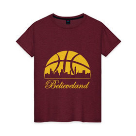 Женская футболка хлопок с принтом Believeland в Санкт-Петербурге, 100% хлопок | прямой крой, круглый вырез горловины, длина до линии бедер, слегка спущенное плечо | 