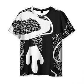 Мужская футболка 3D с принтом Черно-белый узор в Санкт-Петербурге, 100% полиэфир | прямой крой, круглый вырез горловины, длина до линии бедер | abstraction | абстракция | геометрия | грани | линии | полигоны | сочетания | текстура | узоры | черно белый