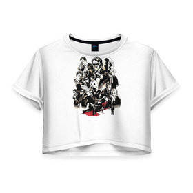 Женская футболка 3D укороченная с принтом Бешеные псы в Санкт-Петербурге, 100% полиэстер | круглая горловина, длина футболки до линии талии, рукава с отворотами | бешеные псы | тарантино