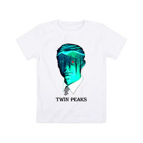 Детская футболка хлопок с принтом Twin Peaks в Санкт-Петербурге, 100% хлопок | круглый вырез горловины, полуприлегающий силуэт, длина до линии бедер | Тематика изображения на принте: арт | дейл купер | сериал | твин пикс | фильм