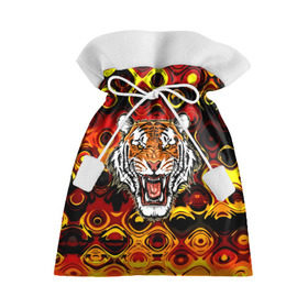 Подарочный 3D мешок с принтом Тигр в Санкт-Петербурге, 100% полиэстер | Размер: 29*39 см | 3d | abstraction | tiger | абстракция | голова животного | клыки | котята | кошки | крик | полосатый | тигр