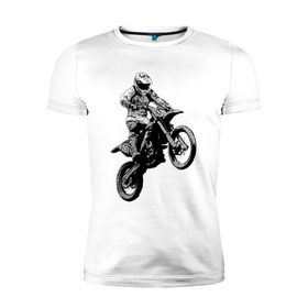 Мужская футболка премиум с принтом Мотокросс в Санкт-Петербурге, 92% хлопок, 8% лайкра | приталенный силуэт, круглый вырез ворота, длина до линии бедра, короткий рукав | 3d | арт | байк | краска | мотокросс | мотоцикл | прикольные | цветные