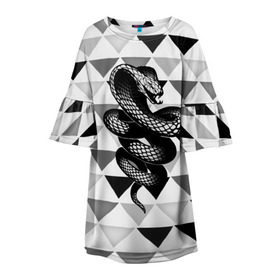 Детское платье 3D с принтом Snake в Санкт-Петербурге, 100% полиэстер | прямой силуэт, чуть расширенный к низу. Круглая горловина, на рукавах — воланы | 3d | snake | животные | змея | ползучие | хладнокровные | чешуя