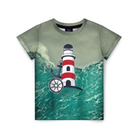 Детская футболка 3D с принтом Морской в Санкт-Петербурге, 100% гипоаллергенный полиэфир | прямой крой, круглый вырез горловины, длина до линии бедер, чуть спущенное плечо, ткань немного тянется | 3d | blue | брызги | вмф | вода | военный | волны | исторический | капли | корабль | лето | море | моряк | океан | природа | фрегат | шторм