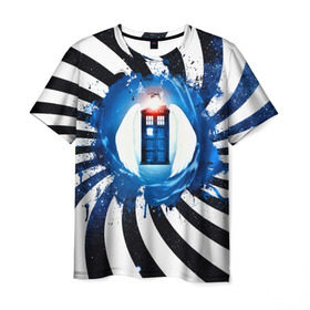 Мужская футболка 3D с принтом Доктор кто? в Санкт-Петербурге, 100% полиэфир | прямой крой, круглый вырез горловины, длина до линии бедер | 3d | doctor who | абстракция | арт | звезды | космос | краски | пространство | сериал | фильмы