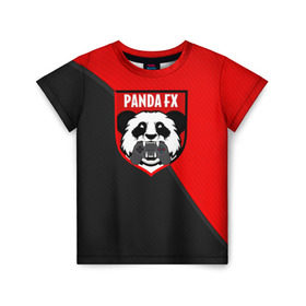 Детская футболка 3D с принтом PandafxTM в Санкт-Петербурге, 100% гипоаллергенный полиэфир | прямой крой, круглый вырез горловины, длина до линии бедер, чуть спущенное плечо, ткань немного тянется | 7f united | fifa | pandafx | панда