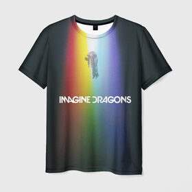 Мужская футболка 3D с принтом Imagine Dragons в Санкт-Петербурге, 100% полиэфир | прямой крой, круглый вырез горловины, длина до линии бедер | Тематика изображения на принте: demons | evolve | mirrors | radioactive | драконы | космос | музыка | нло | ночь | поп | радуга | рок | свет