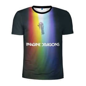 Мужская футболка 3D спортивная с принтом Imagine Dragons в Санкт-Петербурге, 100% полиэстер с улучшенными характеристиками | приталенный силуэт, круглая горловина, широкие плечи, сужается к линии бедра | demons | evolve | mirrors | radioactive | драконы | космос | музыка | нло | ночь | поп | радуга | рок | свет