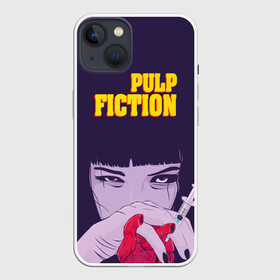 Чехол для iPhone 13 с принтом Бульварное чтиво в Санкт-Петербурге,  |  | pulp fiction | адреналин | криминальное чтиво | миа уоллес | мия | сердце | укол